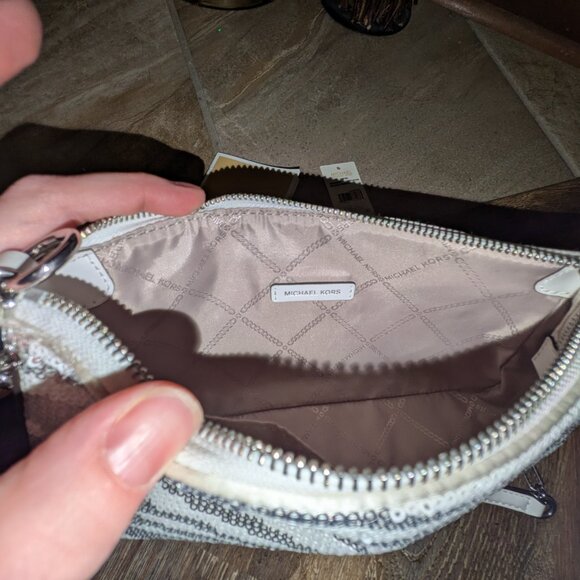 NWT Michael Kors Empire Silver Chain Pouchette - Picture 8 of 8